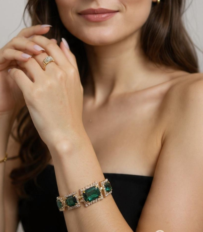 Green Square Stone Bracelet